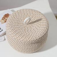 Cesta de almacenamiento de cuerda pequeña con tapa Cesta multifuncional para el hogar Cesta de lavandería con tapa Cesta de almacenamiento pequeña Maleta de bocadillos de cuerda de algodón - details 2