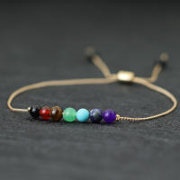 Pulsera De Bolas De 4mm Unisex Ajustable Chakra Obsidiana Ojos De Tigre Piedra Bohemia Pareja Cadena Brazalete Charm Unisex - details 5