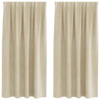 Cortinas Blackout de vidaXL con cinta superior 2 pcs Crema de terciopelo - details 1