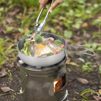 TOMSHOO Juego De Cocina Para Camping 2pcs Con Manos Plegables Y Bolsa De Transporte De Malla Acero Inoxidable Con Asas Plegables - details 3