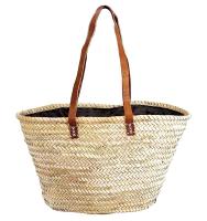 Coshano Cesta bolso bandolero de playa, capazo de palma con asas de piel bolsa de fibras naturales con asas largas - details 0