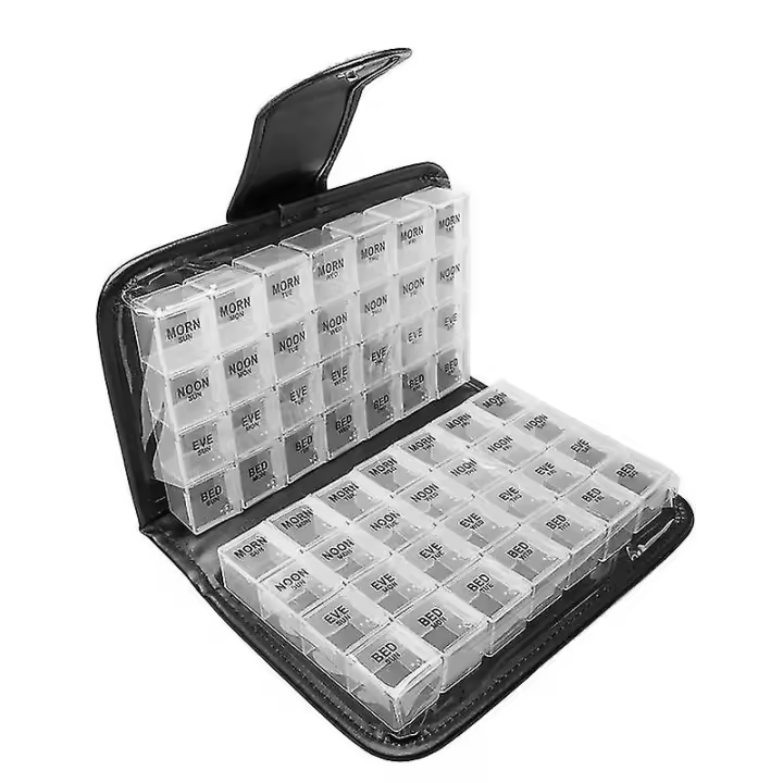 14 Día Píldora Caja de viaje Organizador Dose Medicine Contenedor de almacenamiento Caja Diario Vitamin Organizador - 1