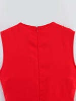Vestido Midi Elegante Para Mujer TRAFZA Casual Solado Sin Mangas Cuello Redondo Cinturón Frontal Abierta Slim Lady Vestido De Noche - details 11