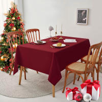 Mantel De Poliéster Rojo Navideño 1PC Antirrehogado Lavable Y Reutilizable Decoración De Mesa Para Restaurante Cocina Y Banquete - details 0