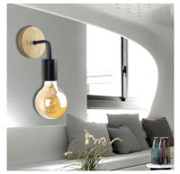 Lámpara de aplique en madera, diseño retro Vintage, boquilla E27, 110V y 220 V, decoración industrial, comedor y dormitorio - details 6
