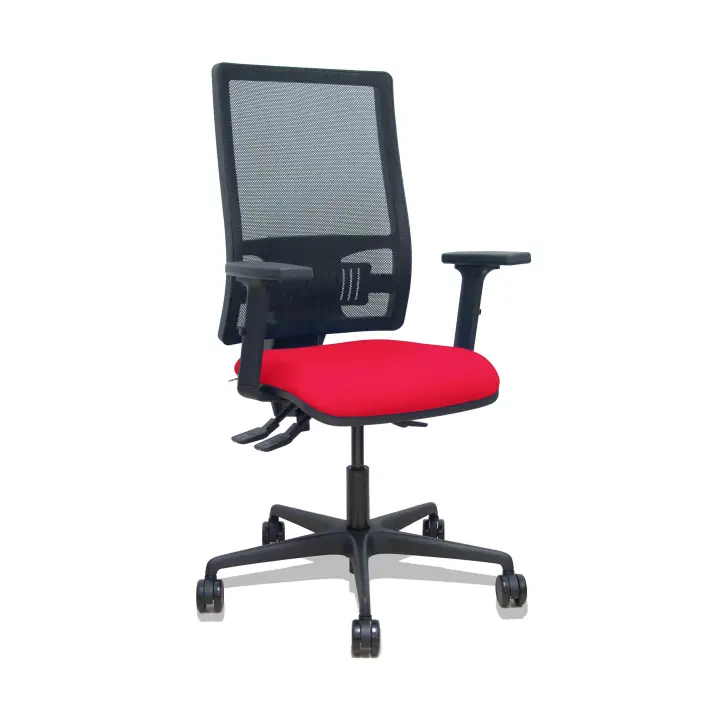 Silla Bormate asincro malla negra asiento bali rojo brazos 2D ruedas 65mm - 1
