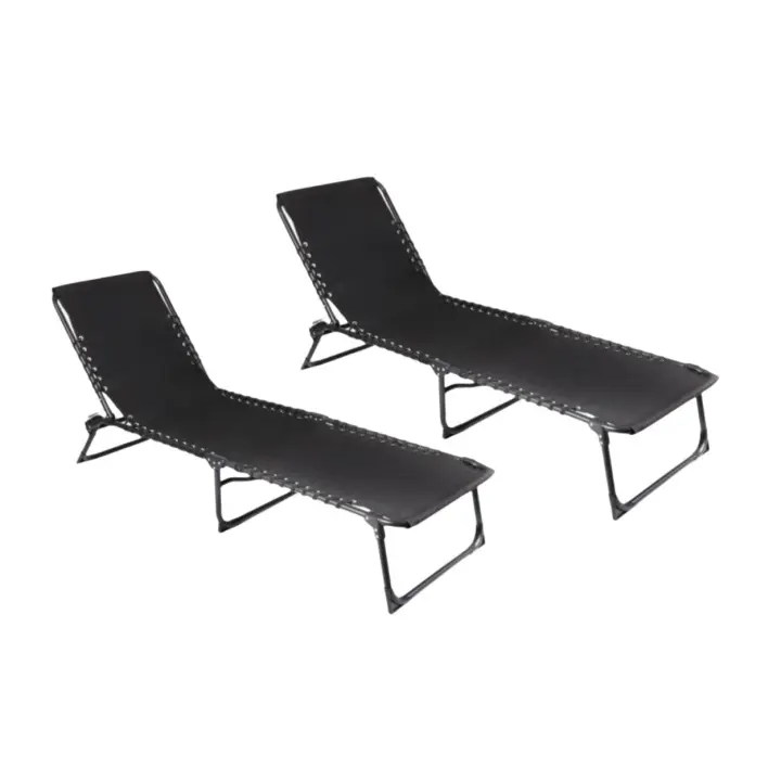 Set 2 Tumbona Hamaca Plegable para Playa, Jardín, Terraza - Silla Hamaca Multiposiciones de Metal - 3 Posiciones - Ideal para Jardín, Terraza, Playa - 1