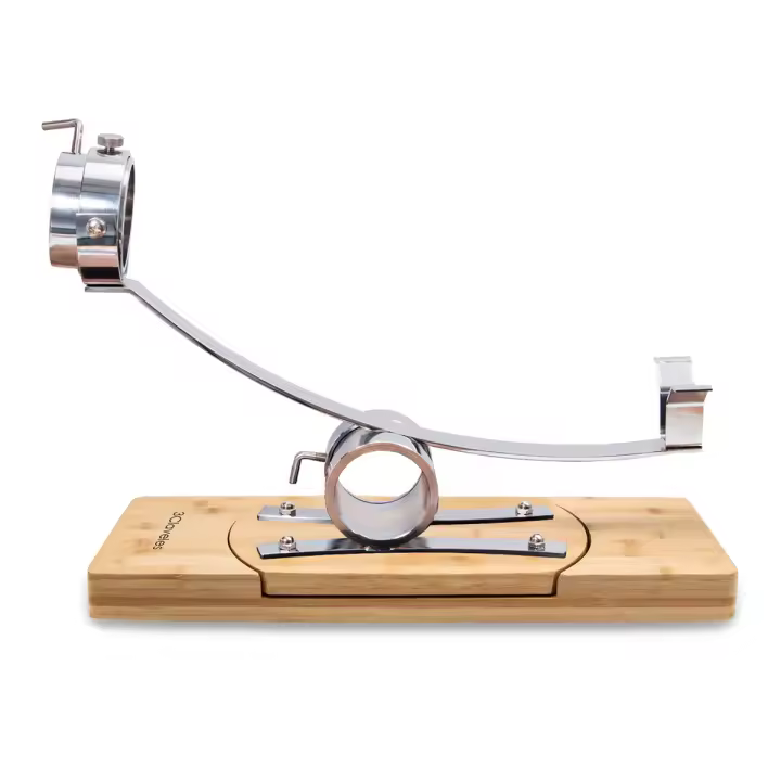 3 Claveles 01742 - Soporte Jamonero Basculante 360º en Bambú y Cabezal Giratorio en Acero - 1