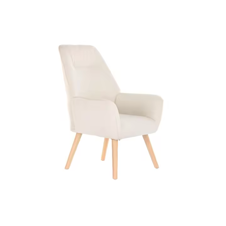 BUTACA POLIESTER MADERA 65X75X96 CREMA FIJALO MB196614 - 1