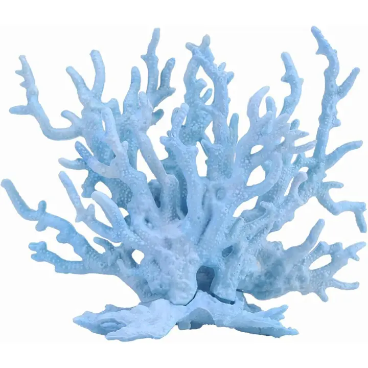 Adorno de Coral artificial para Acuario, de plástico, para decoración de peceras, 14x17 cm, color Azul - 1
