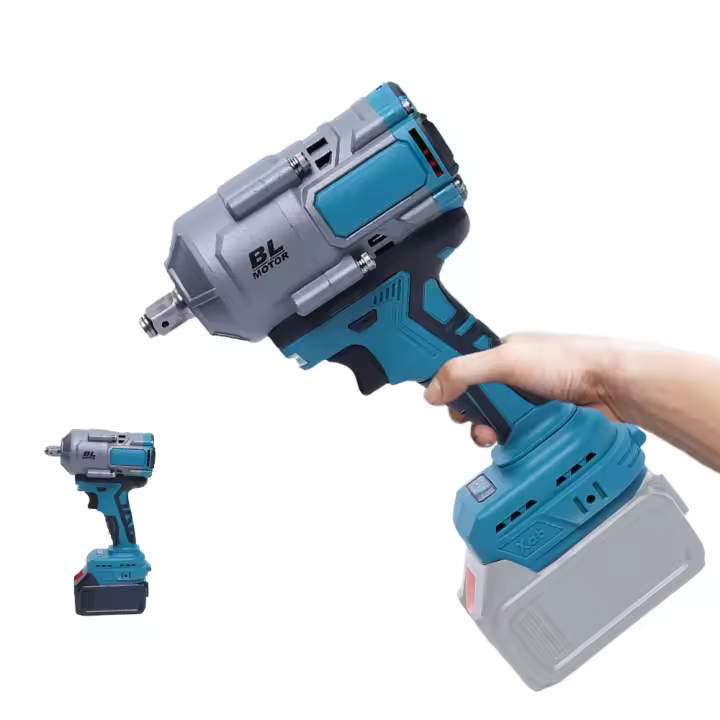 Llave de impacto eléctrica inalámbrica sin escobillas, alta tasa de impacto, gran torque de 3000 N.m, interruptor de velocidad variable, compatible con herramientas eléctricas de batería Makita 18V-21V, adecuada para reparaciones del hogar, bricolaje - 1