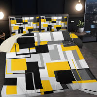 Juego De Cama Digital Con Cuadrados Amarillos Negros Y Grises 3 Piezas Incluye Funda De Edredón Y 2 Fundas De Cojines (no Incluye Relleno) Estilo Moderno 100% Poliéster 300TC - details 7
