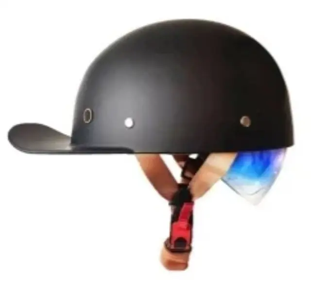 Casco De Béisbol Retro De La Calle Con Lentes Azules Para Hombres Y Mujeres Casco Medio De Moda Exterior Para Scooter - 1