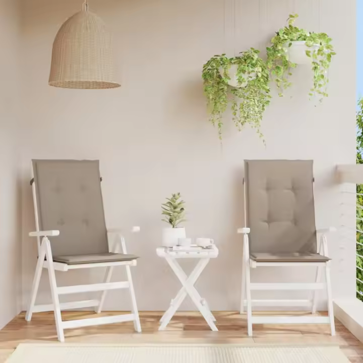 Soporte Silla de Jardín respaldo High 2 UDS lienzo taupe 120x50x3cm - 1