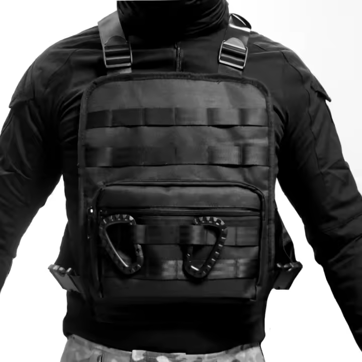 Chaleco Táctico TAK YIYING De Nylon Militar Negro Para Hombres Bolsa De Pecho Estilo De Caza Origine Guangdong China - 1