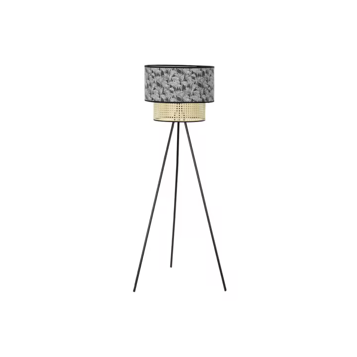 Lámpara de Pie DKD Home Decor Natural Negro Metal Palmeras Poliéster Colonial (60 x 60 x 129 cm) - 1