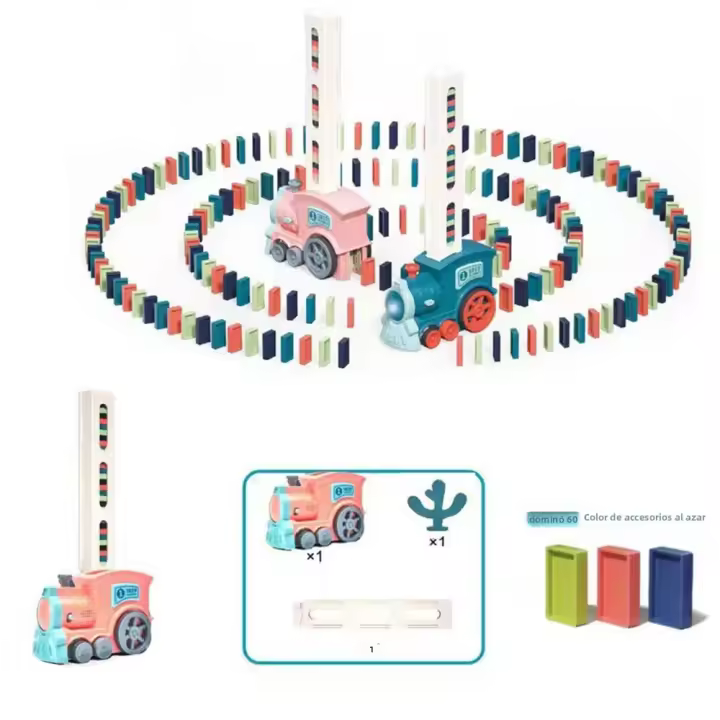 Juego De Dominoes Con Coche Eléctrico Automático Set Educativo DIY Bloques De Construcción Juguetes Para Niños Regalo De Cumpleaños - 1