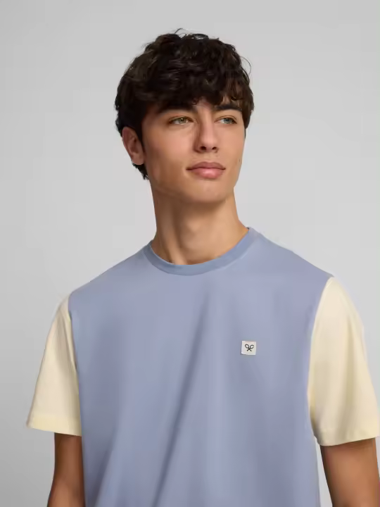 Silbon - Camiseta mangas amarillas azul gris - 1