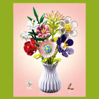 Bloques De Construcción De Bouquet De Flores Eterna Rosa Y Girasol Modelo De Planta Con Vaso Juguete DIY Para Niños Regalos Creativos Decoraciones De Escritorio - details 8