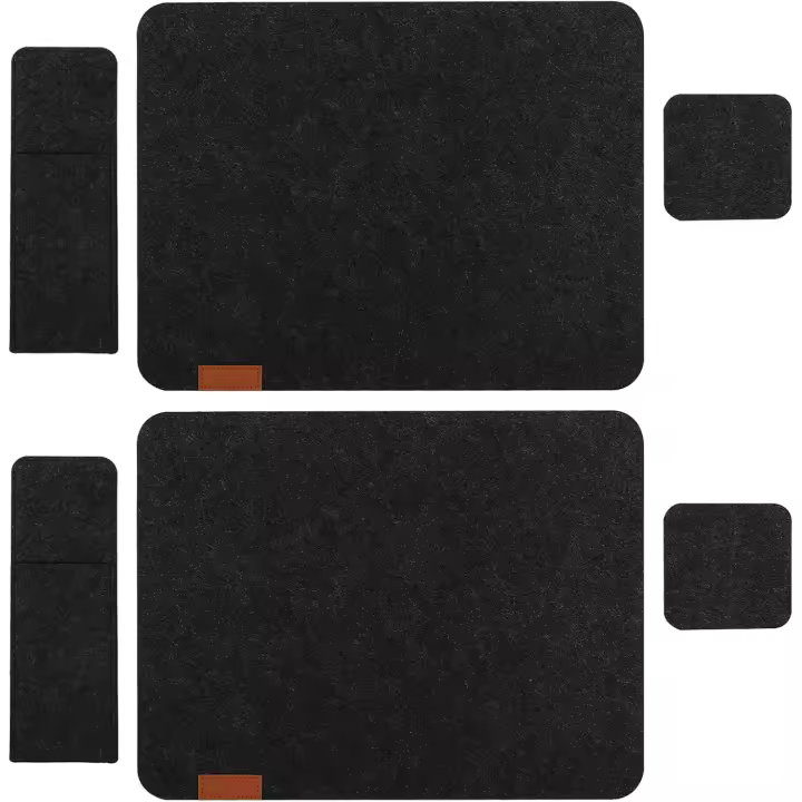 2 juegos de manteles con vasos de vajilla bolsas de fieltro resistentes al agua manteles resistentes al calor esteras de mesa lavables para bebidas cocina mesa de comedor comer decoración oscura - 1