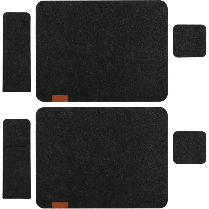 2 juegos de manteles con vasos de vajilla bolsas de fieltro resistentes al agua manteles resistentes al calor esteras de mesa lavables para bebidas cocina mesa de comedor comer decoración oscura - 1