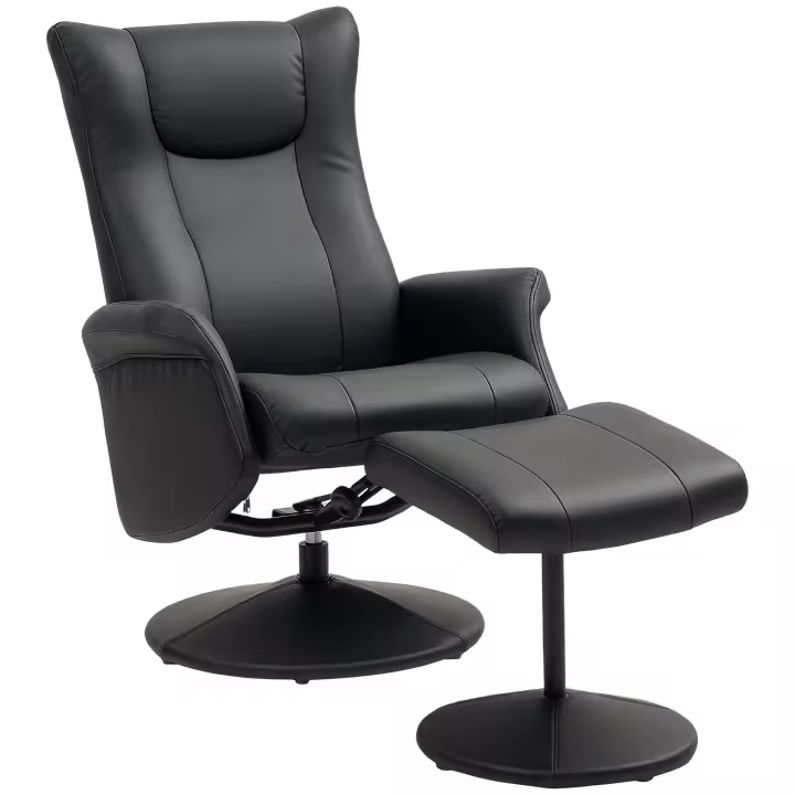 Sillón reclinable con taburete Sillón de TV giratorio 360 ° con función reclinable Sillón reclinable con respaldo ajustable Sillón de TV Cargable hasta 150 kg - 1