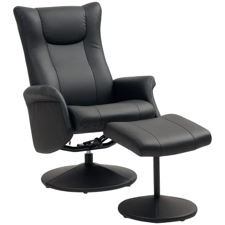 Sillón reclinable con taburete Sillón de TV giratorio 360 ° con función reclinable Sillón reclinable con respaldo ajustable Sillón de TV Cargable hasta 150 kg - 1
