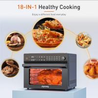JOYOUNG Horno eléctrico freidora de aire, horno de convección de 30 L para menos aceite, 18 funciones preestablecidas, horno de encimera con pantalla táctil digital LED y perilla 2 en 1, recetas gratuitas y 6 accesorios, 1800 W, negro - details 3