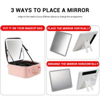 Estuche De Maquillaje Para Mujer Con Espejo Y Lámpara LED Inteligente Estuche De Viaje Portátil De Moda Organizador De Cosméticos Material PU - details 14