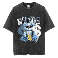 Camiseta Punk Gótica Vintage De Verano Para Hombres Y Mujeres Estampado De Oso 100% Algodón Casual Hip Hop Top Tee - details 5