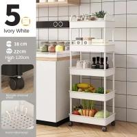 Estante De Almacenamiento Multicapa Móvil Para Cocina Dormitorio Baño Con Carro De Trolley Para Snacks De Bebé En Color Blanco Y Negro - details 2