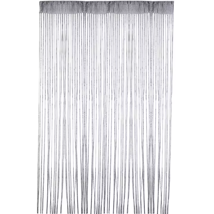 Cortina Decorativa De Puerta 100cm X 200cm Divisor De Habitación Para Bodas Coffee House Restaurante Trenzado De Hilo Plateado Y Poliéster Alta Calidad - 1