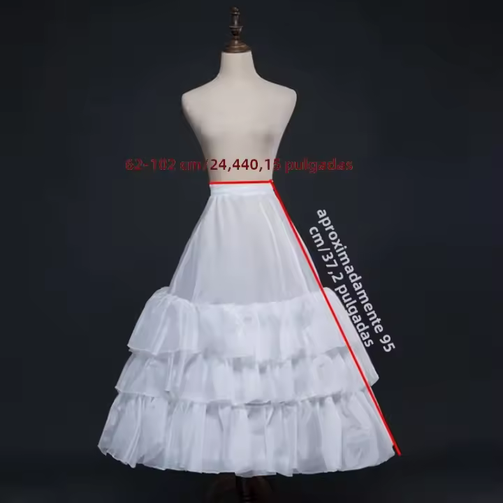 Crinolina Para Mujer Con 4 Aros Y 5 Capas De Volante Suelta Bajo Para Vestido De Baile Y Boda Material De Poliéster - 1