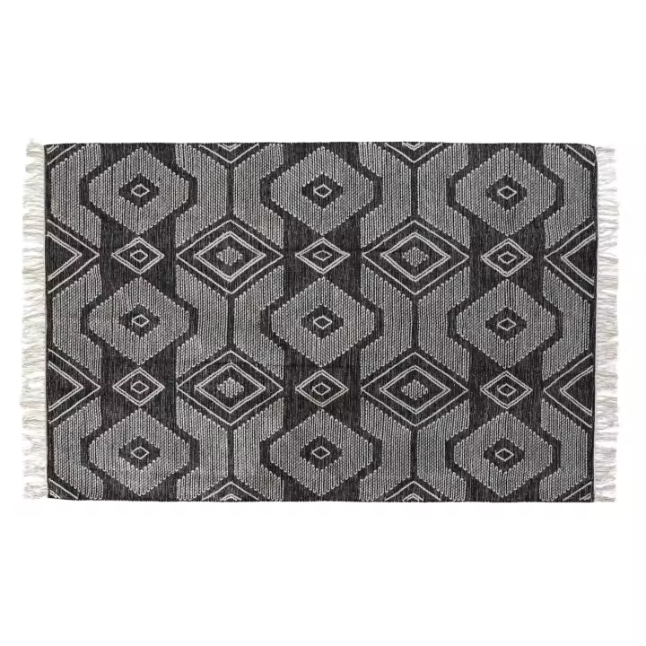 ALFOMBRA ALGODON 160X230X1 1400 GSM FLECOS NEGRO TX184677 - 1