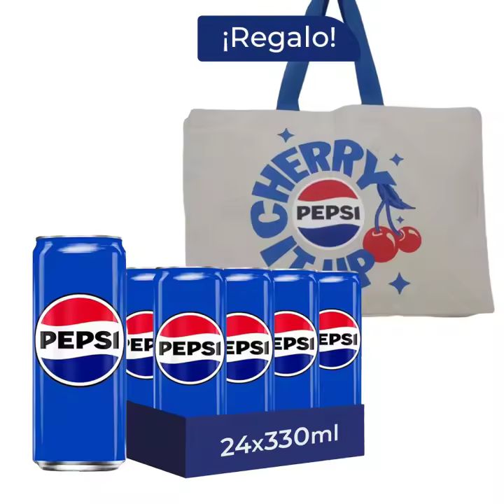 Pack Regalo Pepsi Refresco de Cola 24 Latas x 330 ml + Tote Pepsi, Pack Regalo, Bebida Gaseosa, Sabor Original, Ideal para Compartir y Refrescarte en Cualquier Momento - 1