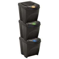 vidaXL Cubos de Basura Apilables 3 Piezas 75 L Papelera Oficina Color Antracita,  Blanco,  Gris y mas - details 0