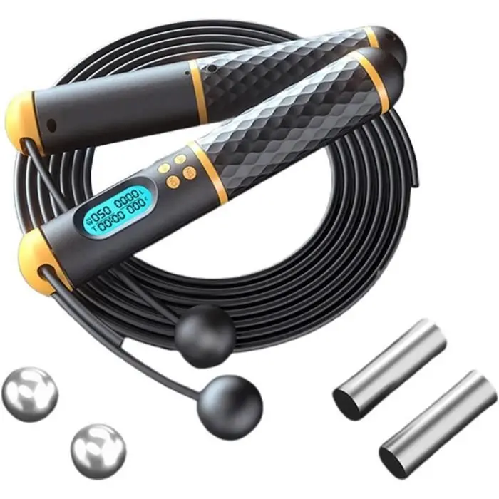 Cuerda de saltar inalámbrica con mango antideslizante, electrónica, inteligente, pantalla HD, equipo ajustable para bajar de peso - 1