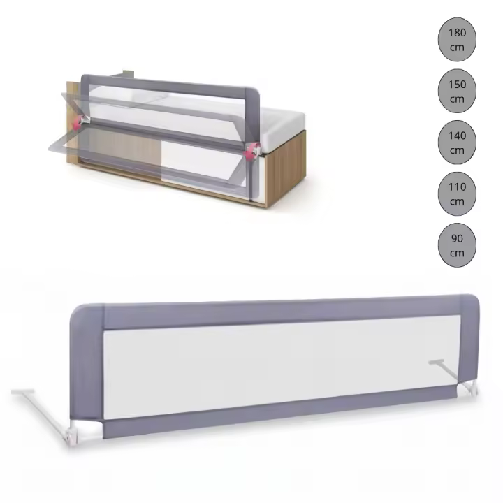 BATHBY Barandilla de Cama Infantil 150 cm – Altura Ajustable, Sistema Abatible, Malla Transpirable, Seguridad Anticaídas - 1