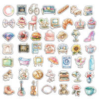 50PCS Pegatinas De Arte Retro Acuarela Para Decoración Personalizada De Maletas Cuaderno Nevera Patineta Material Plástico - details 4