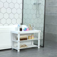 Banco zapatero de bambú, 3 estantes, 70x28x45 cm, ideal para entradas, baños, salas de estar y pasillos, color blanco o madera - details 3