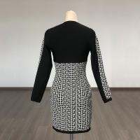 Vestido Bandage De Encaje Negro Para Mujer Manga Larga V-Neck Bodycon Elegante Con Cierre De Cremallera Ajustado Cintura Imperio BA351 - details 7