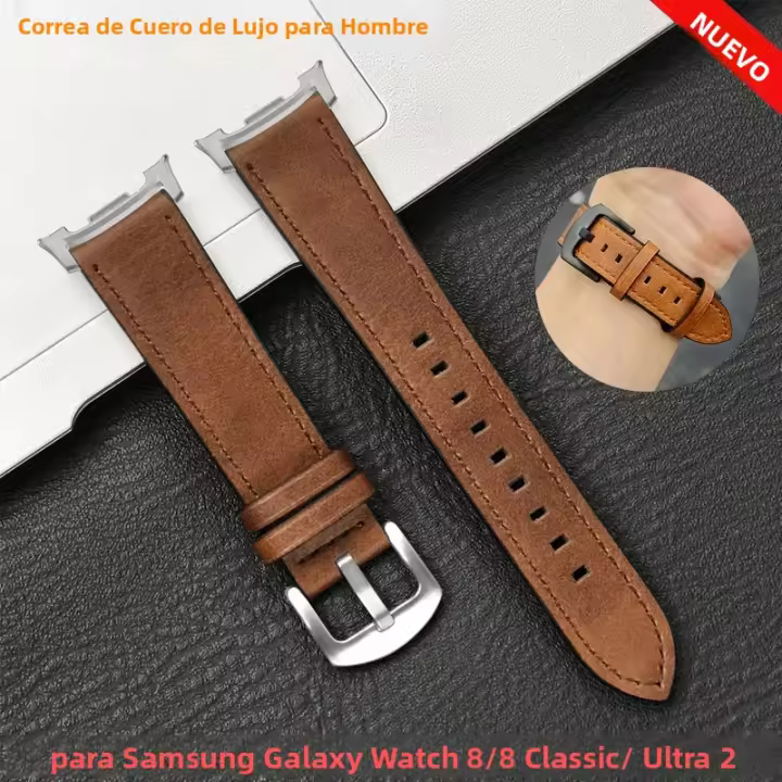 Correa De Cuero Para Samsung Galaxy Watch 8 40 44mm/8Classic Pulsera De Silicona Para Galaxy 8 7 Ultra 47mm Compatible Con Android - 1