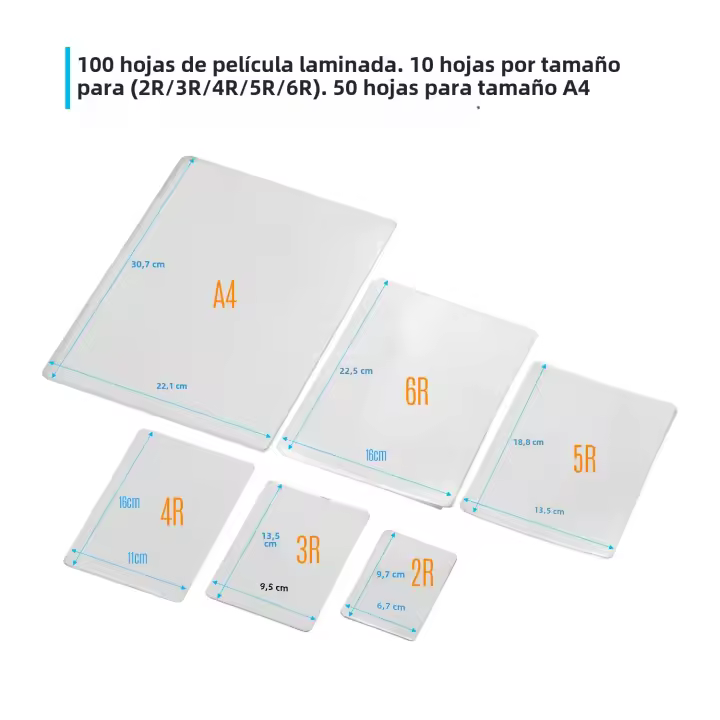 100 Hojas De Película Laminante Térmica PET Para Máquina De Laminado A4 Tamaño 80mic Ideal Para 2R 3R 4R 5R 6R - 1