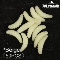 FLYSAND 50pcs Bolsa De 2cm 0.38g Maggot Grub Soft Lure Baits Siete Colores Huevos Luminiscentes Pesca En Oceano Y Río - details 8
