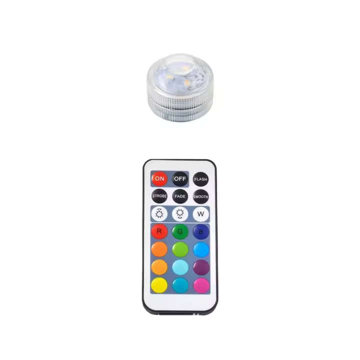 Luz LED Submersible Mini Con Control Remoto Para Eventos Fiesta Vaso Acuario Batería Incluida Luz Nocturna Redonda Para Decoración - 1