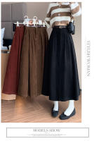 Falda Larga De Corduroy Elegante Para Invierno A-Line Con Cintura Empirica Y Cinturón Amplio Estilo Coreano Moda Feminina - details 14