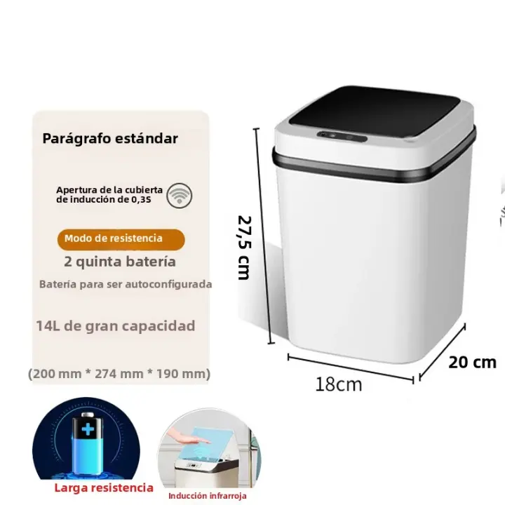 Papelera Inteligente De Cocina Y Baño 14L Toque Libre Papelera Automática Para El Hogar Material Plástico Nuevo 2025 - 1