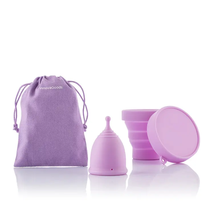 InnovaGoods® Copa menstrual hipoalergénica, Copas Menstruales 100% silicona Incluye bolsa de transporte de algodón y esterilizador de copa menstrual (Copa Talla L) - 1