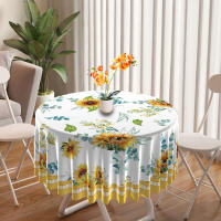 Mantel Redondo Impermeable Con Plantas Florales 63 Pulgadas Cubierta De Comedor Multifuncional Estilo Moderno Solterano - details 4