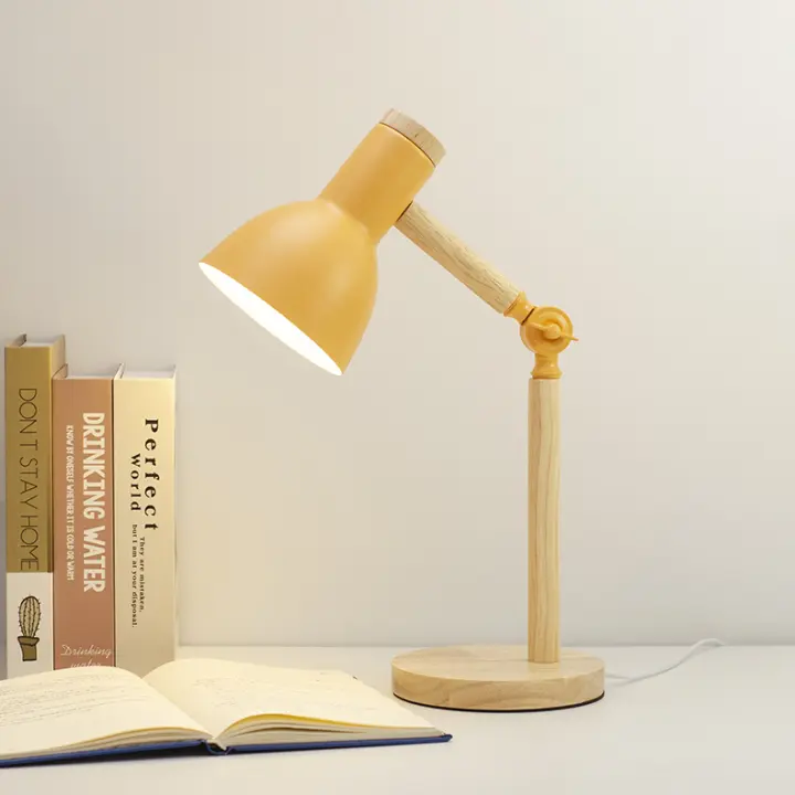 Lámpara De Escritorio Plegable Para Estudiantes Estilo Nórdico Madera Con Interruptor Push Button Compatible EU/US/UK Plug Luz De Mesa AC85-260v - 1